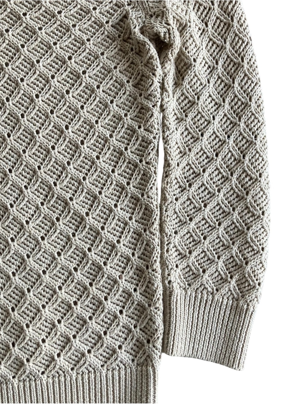 Banana Republic Oatmeal Textured Knit Sweater XS Quiet Luxury Coastal Grandma - Picture 5 of 7